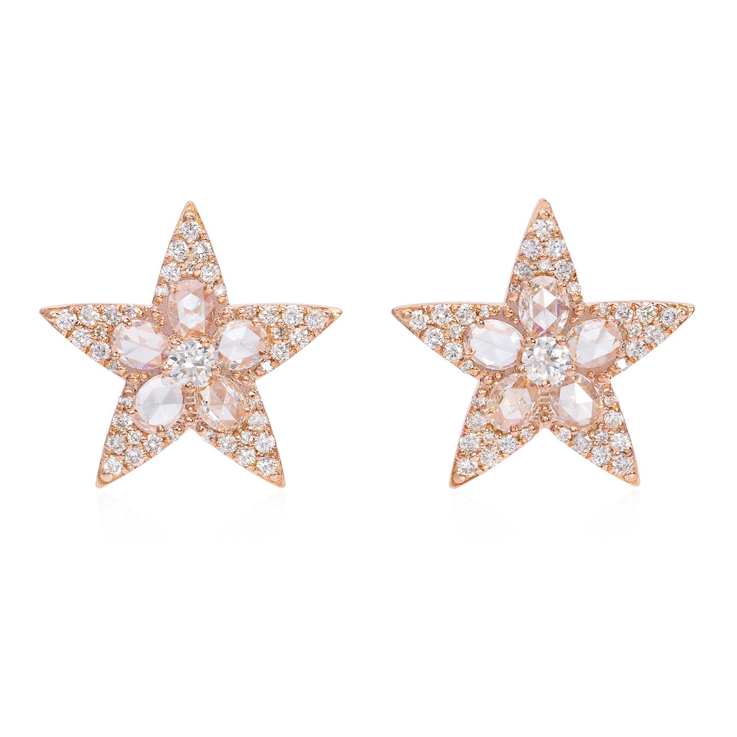 Rose Cut Diamond Star Studs image 0
