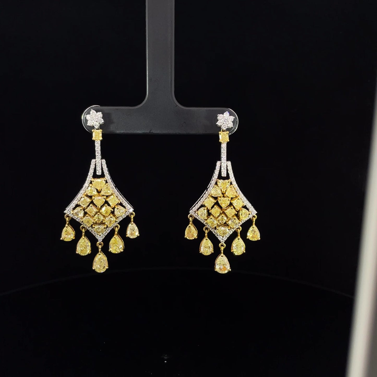 Avize Earrings - 6.81 Carat Yellow Diamond 18K White Gold