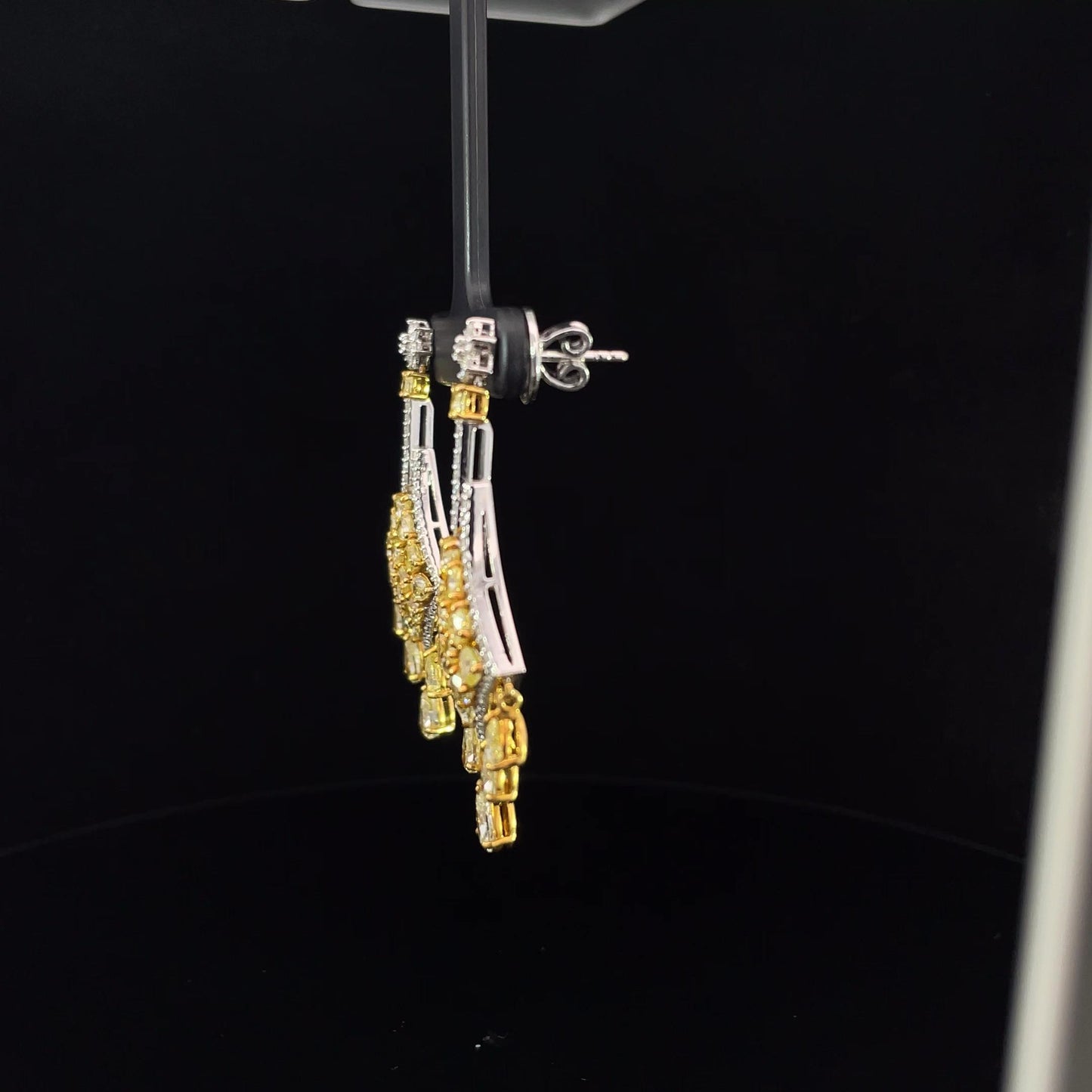 Avize Earrings - 6.81 Carat Yellow Diamond 18K White Gold