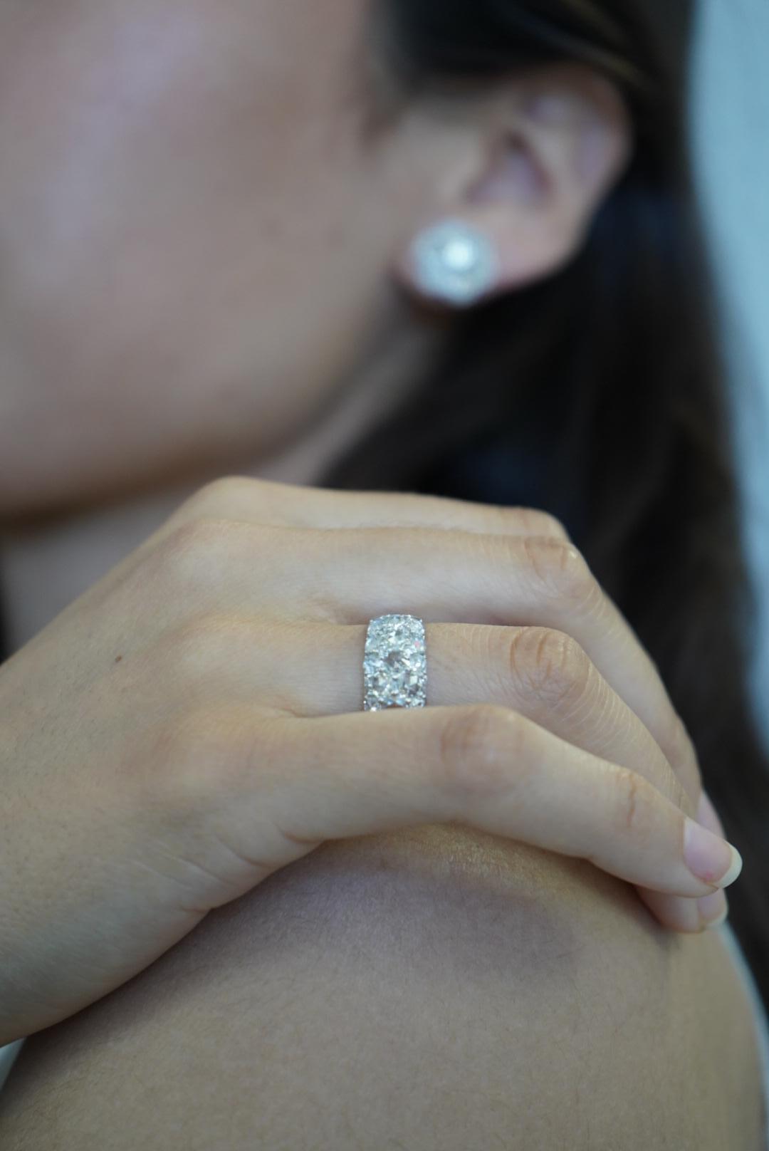 2 Carat Rose Cut Cluster Ring 18K Gold