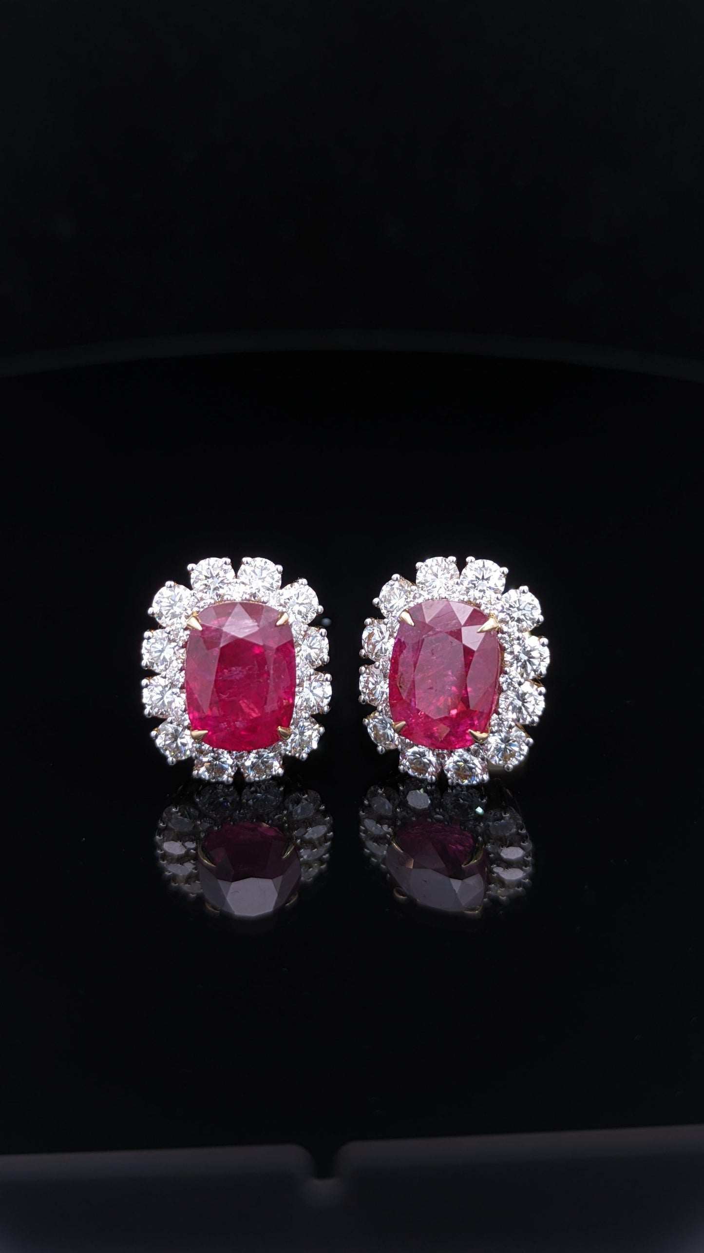 11 Carat Certified Natural Burmese Ruby and Diamond Earrings 18K Gold