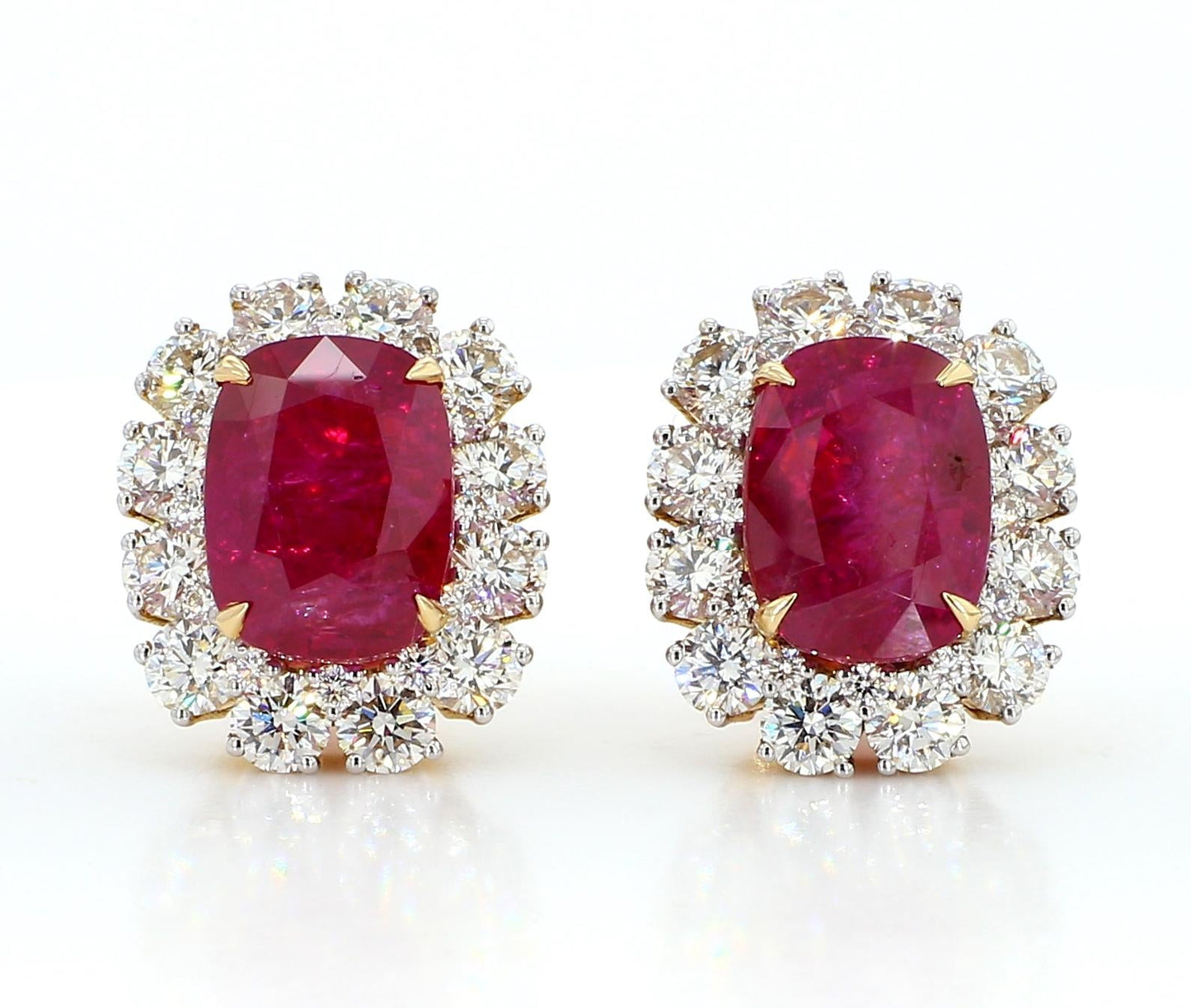 11 Carat Certified Natural Burmese Ruby and Diamond Earrings 18K Gold