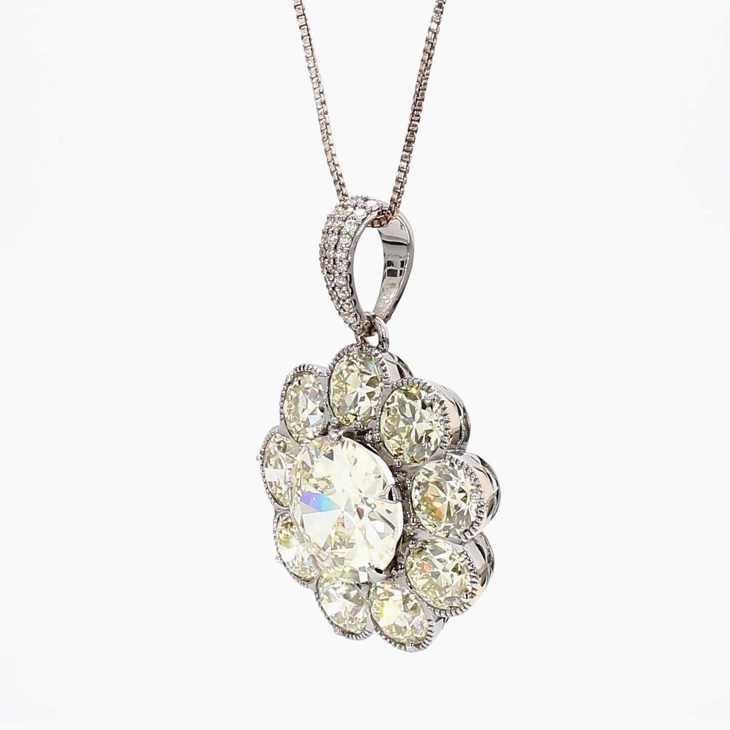 15 Carat Diamond Edwardian Pendant, Center 6.03 Center