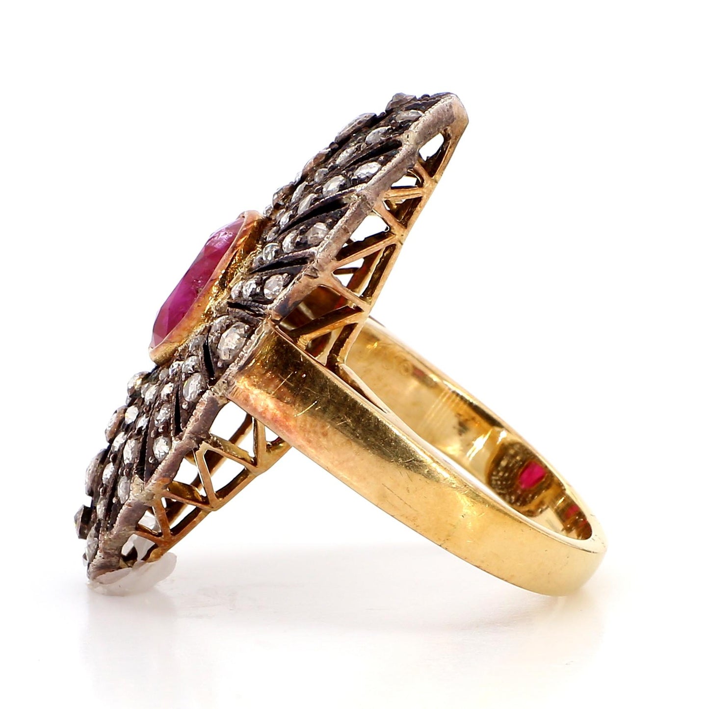 1.30 Carat Ruby and 2.10 Diamond Ring