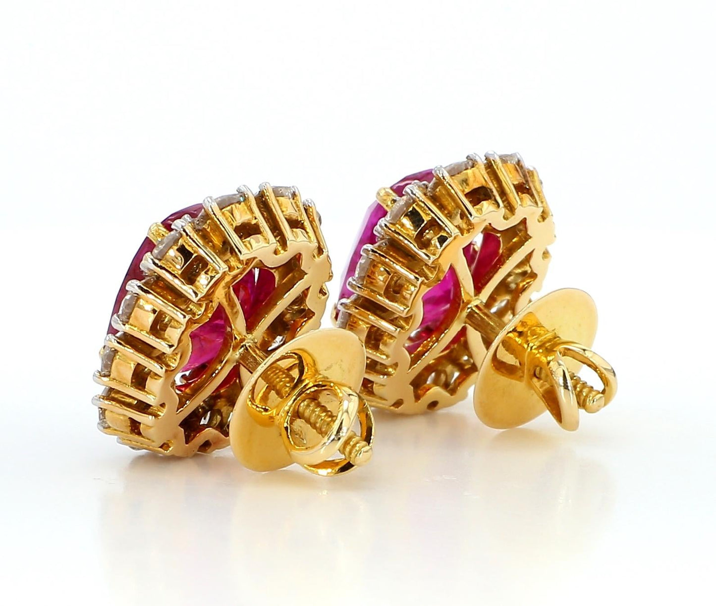 11 Carat Certified Natural Burmese Ruby and Diamond Earrings 18K Gold