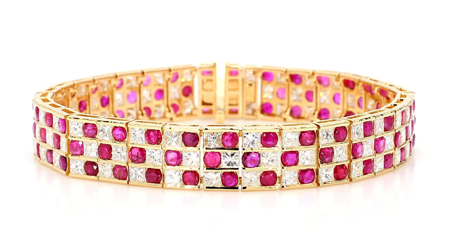 9.27 Natural Burmese Rubies and 9.11 Diamond Bracelet
