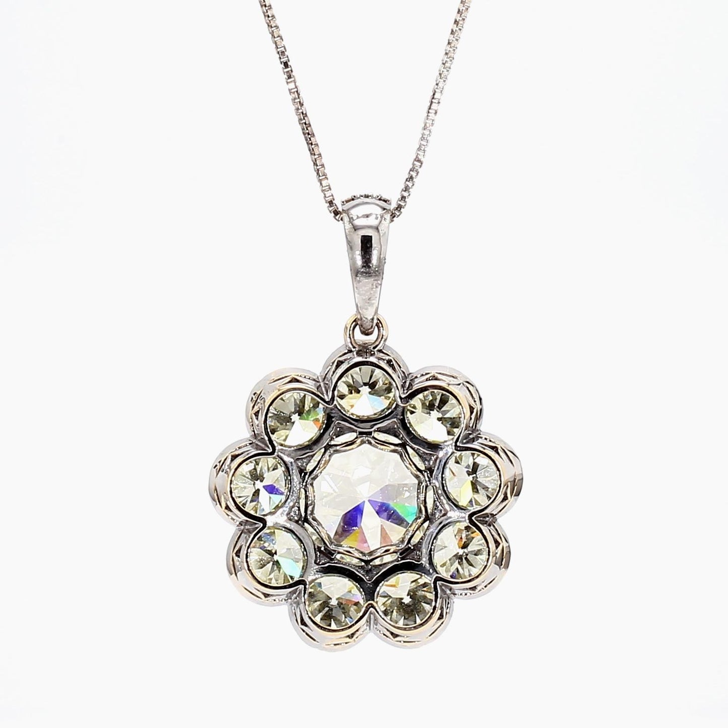 15 Carat Diamond Edwardian Pendant, Center 6.03 Center