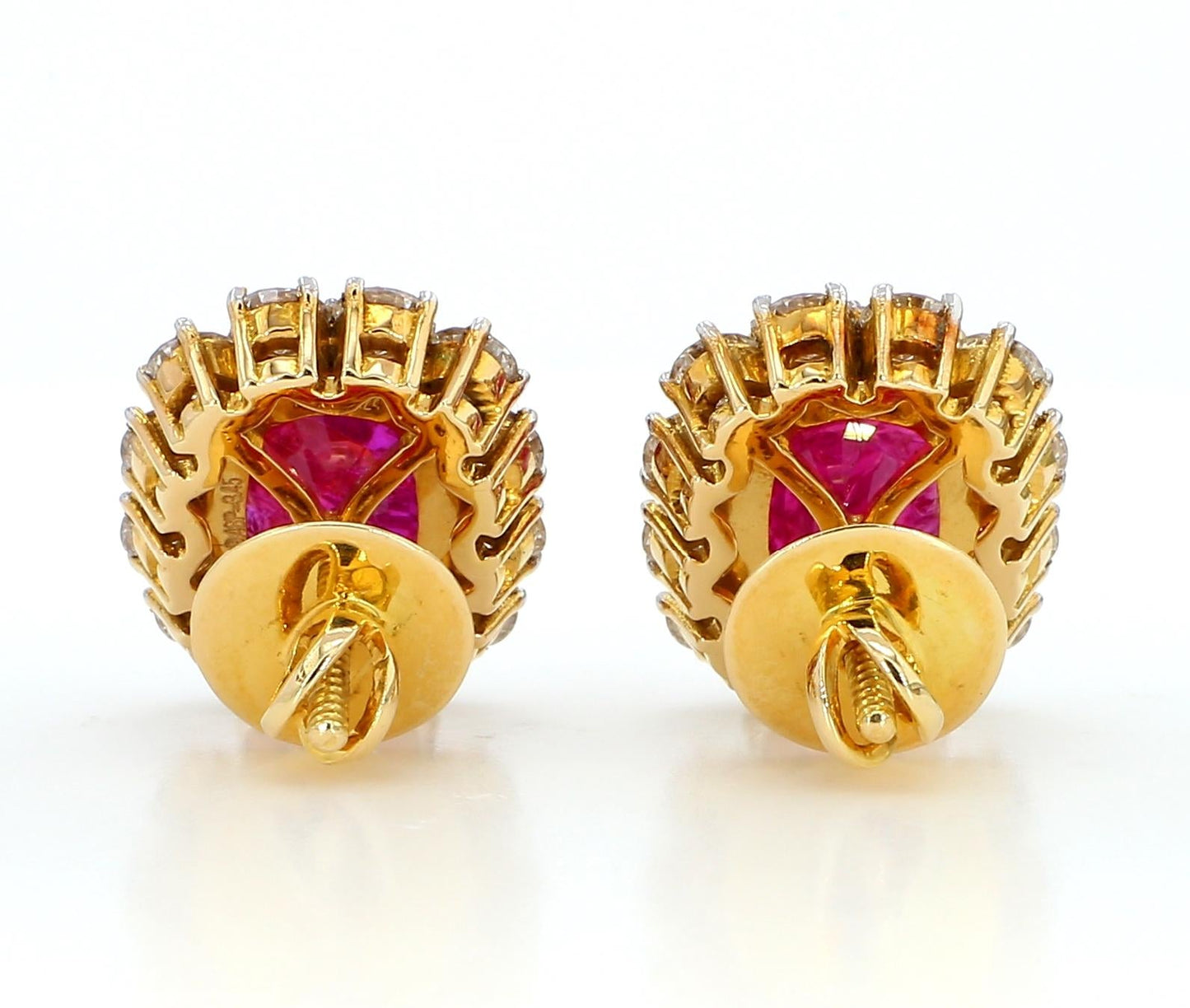 11 Carat Certified Natural Burmese Ruby and Diamond Earrings 18K Gold