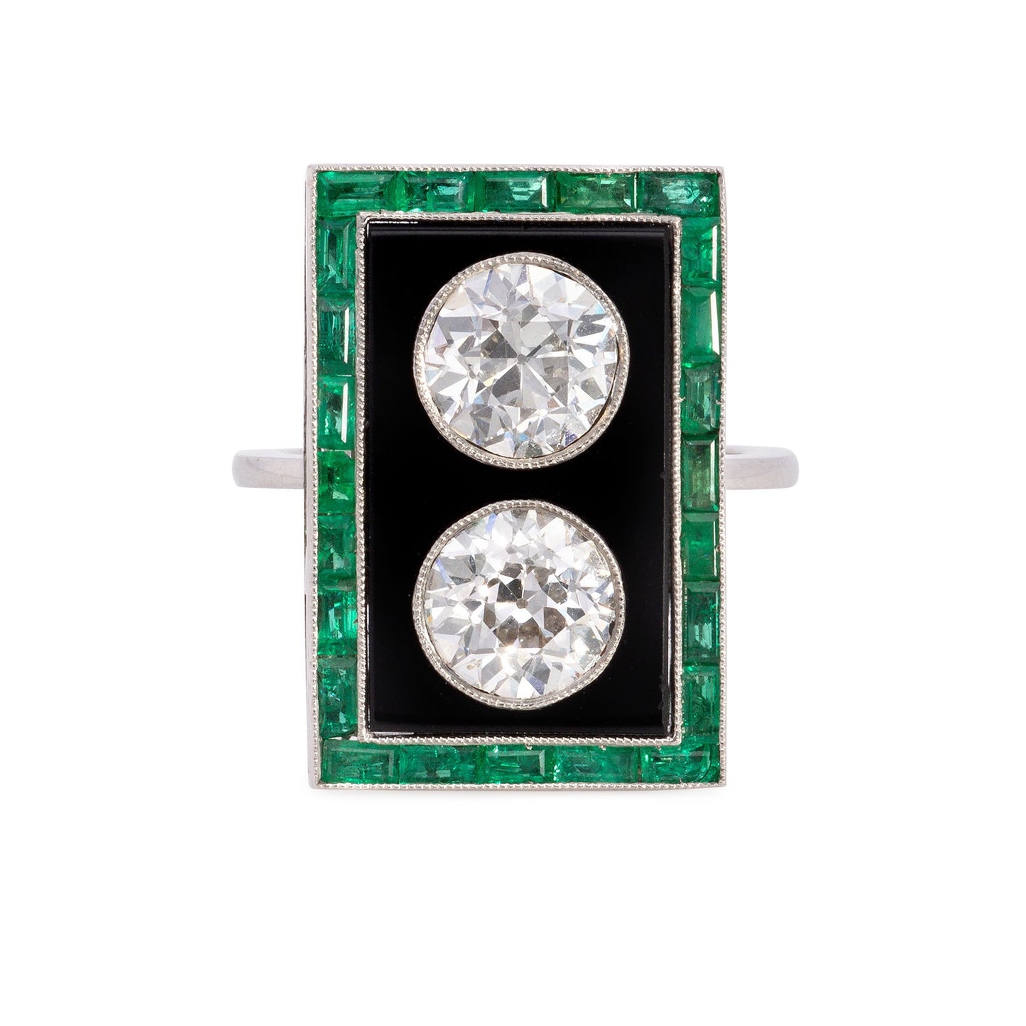 Two Stone Art Deco Emerald Ring image 0