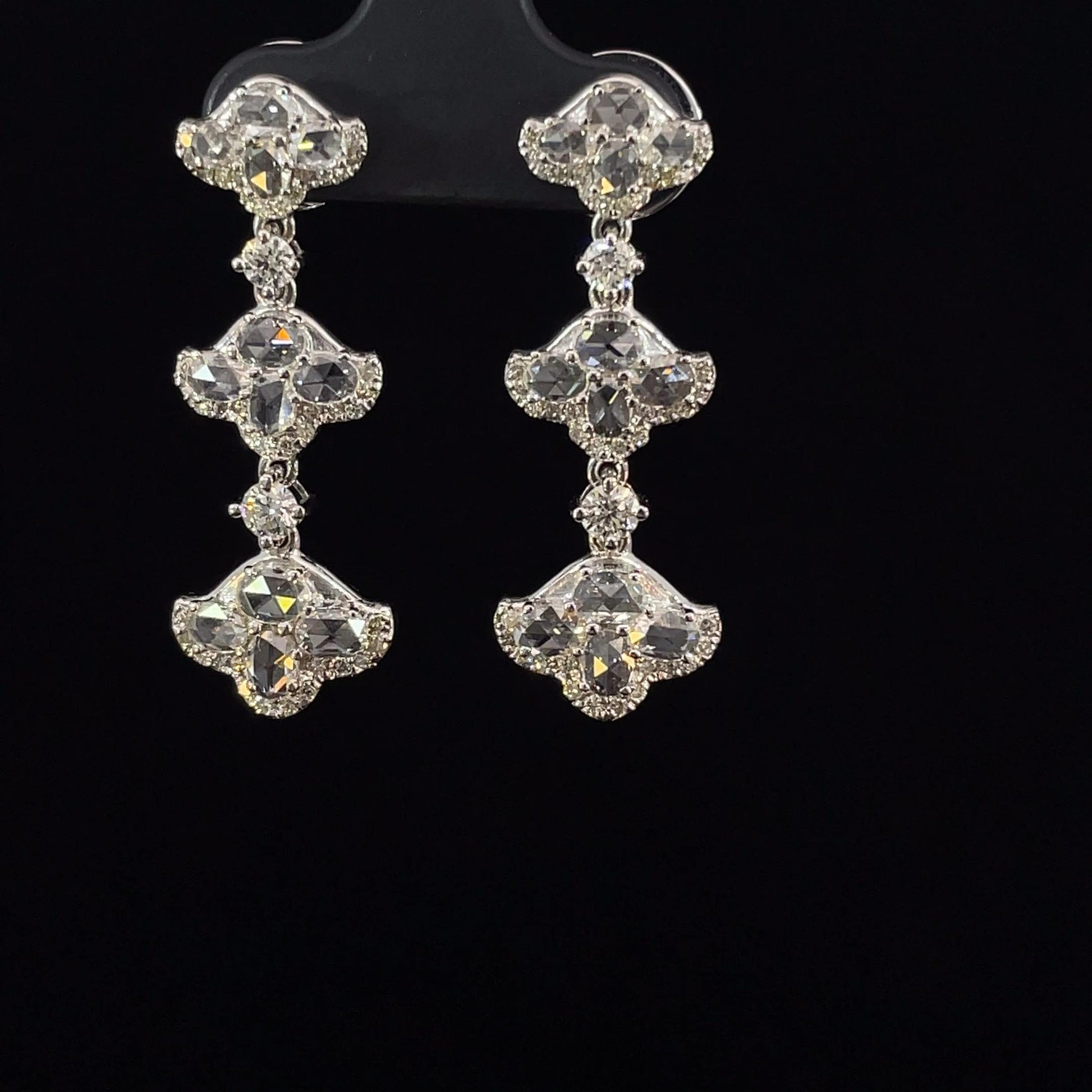 1.6 Carat Rose Cut Tulip 18K Gold Drops Earring