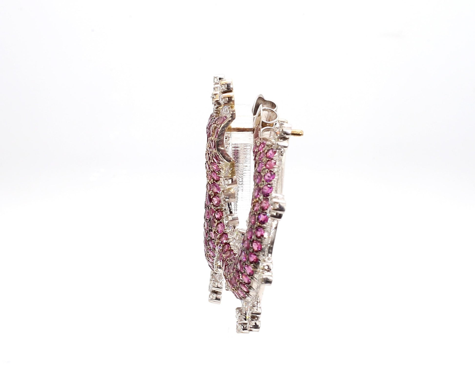 8.19 Carat Pink Sapphire and 4.16 Carat Diamond Stud Earrings in 18K Gold