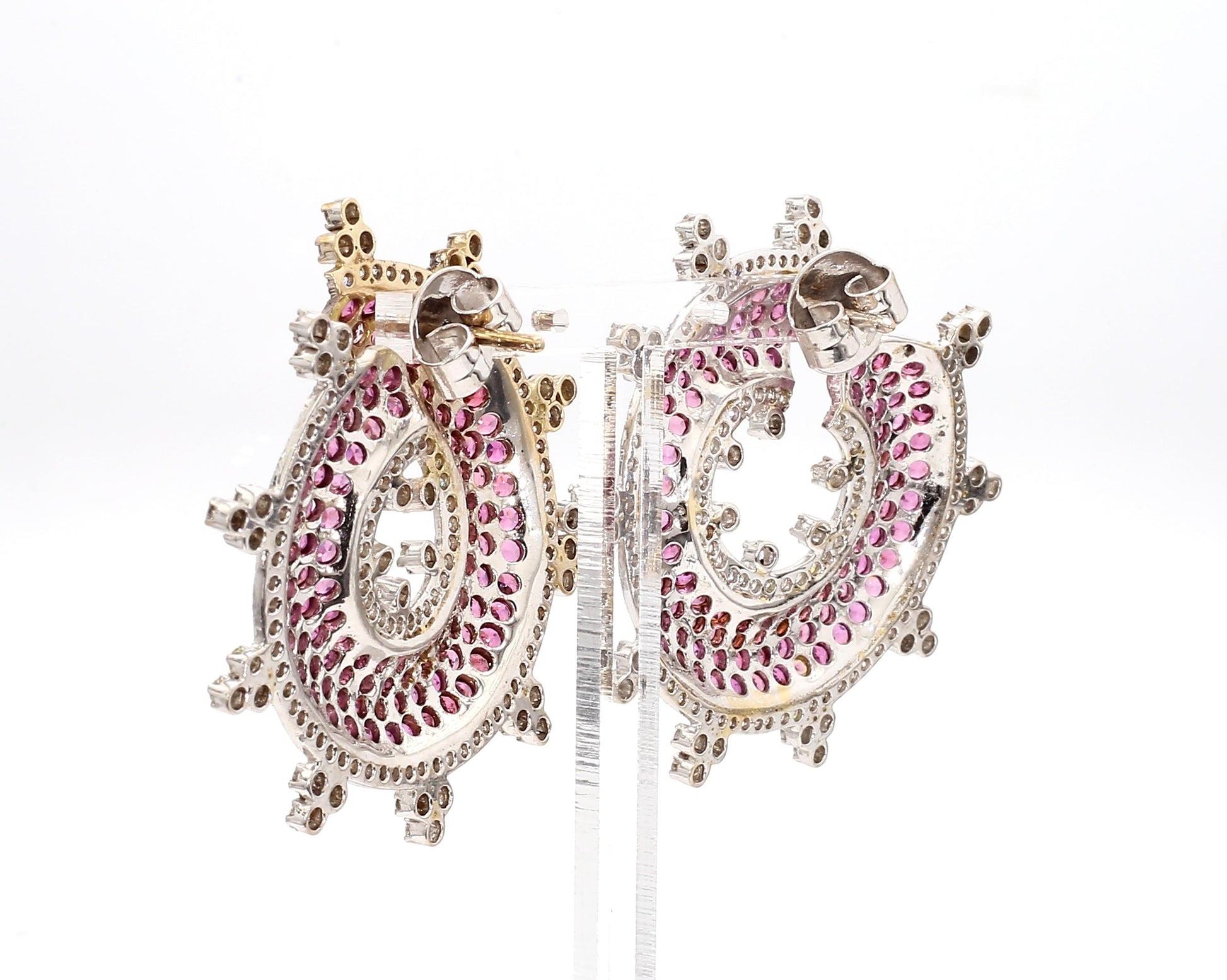 8.19 Carat Pink Sapphire and 4.16 Carat Diamond Stud Earrings in 18K Gold