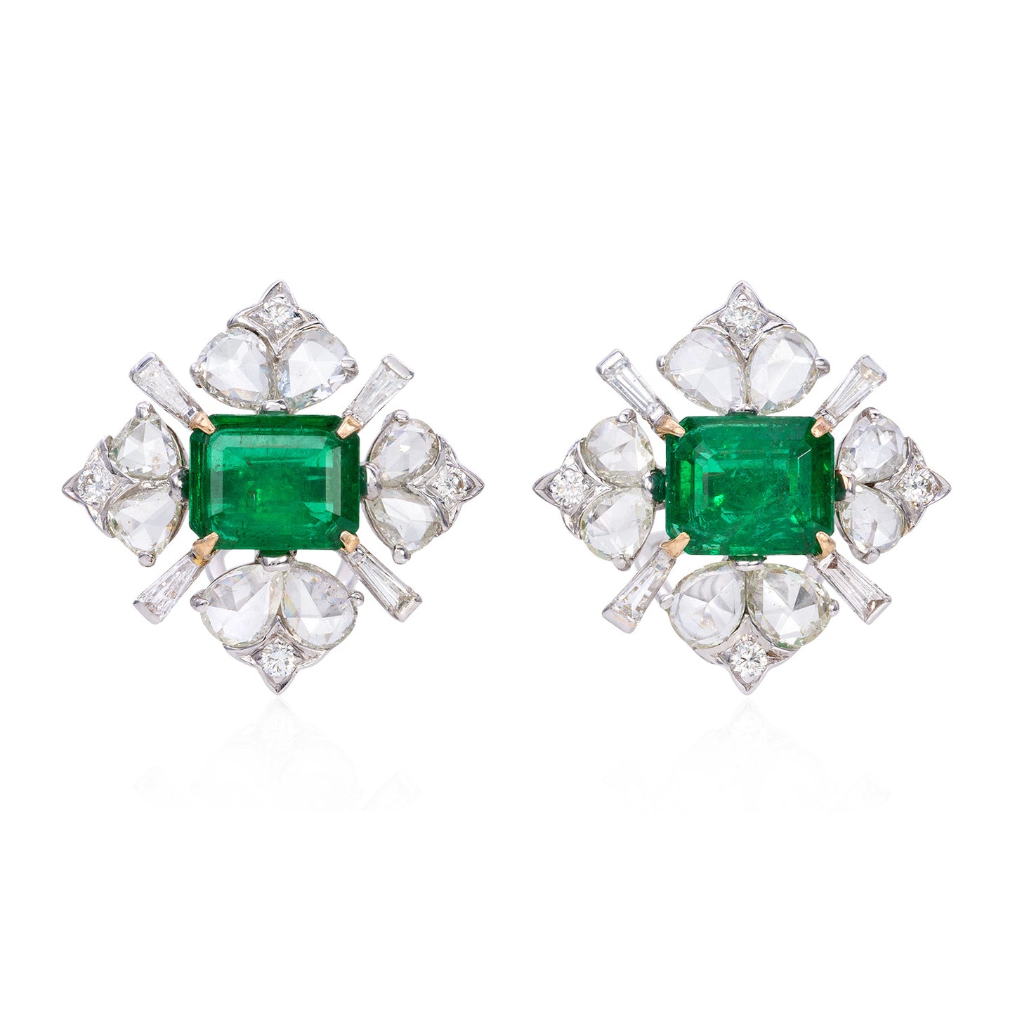 Natural Emerald And Rose-cut Earring image 0
