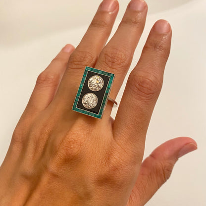 Two Stone Art Deco Emerald Ring image 2