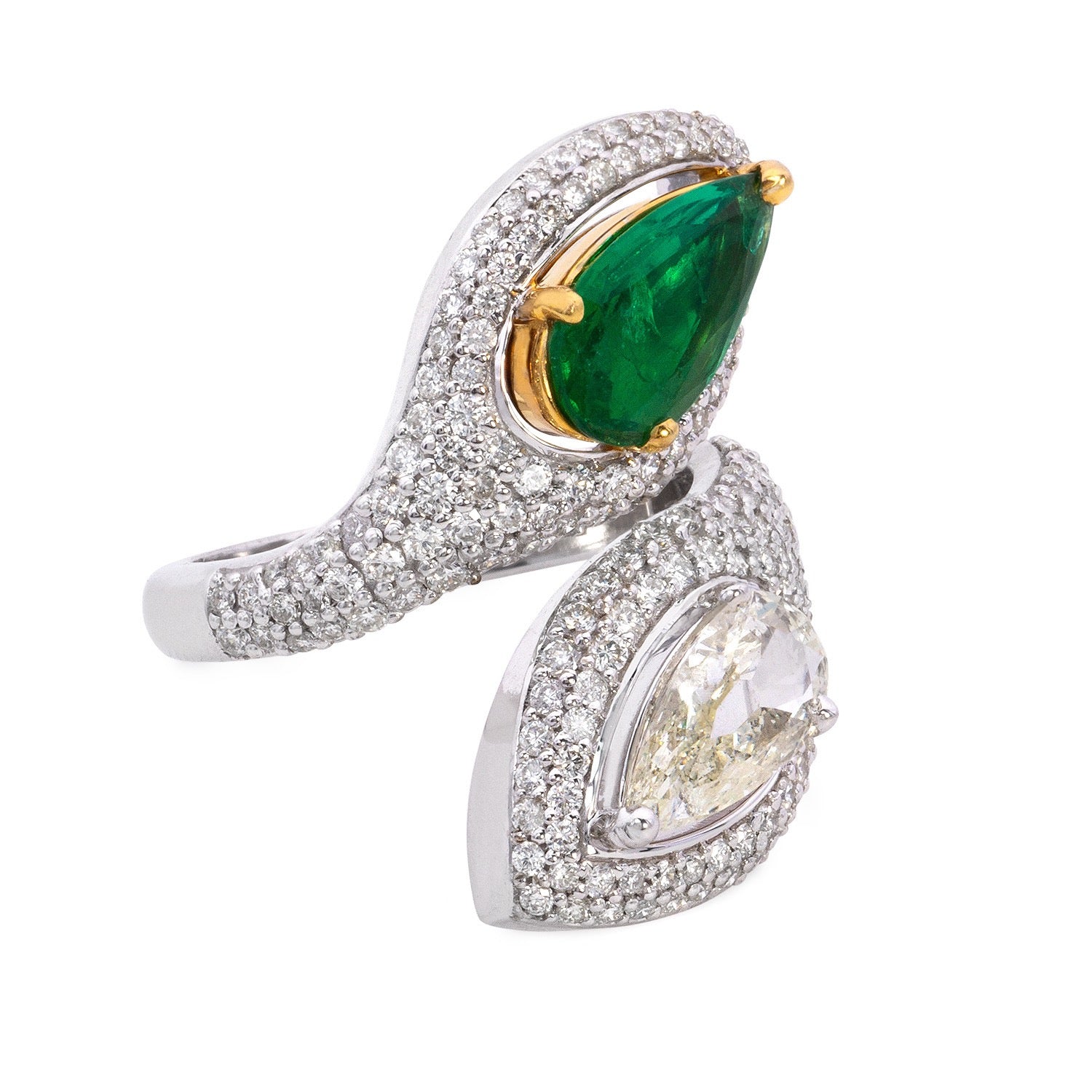 Twin Diamond and Emerald Ring image 1