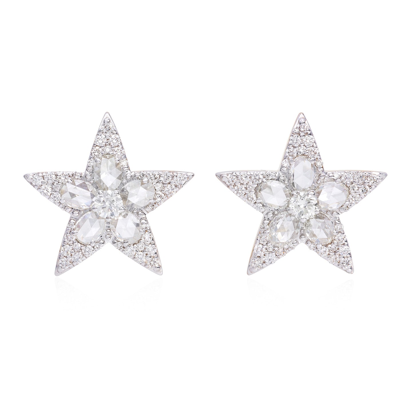 Rose Cut Diamond Star Studs image 0