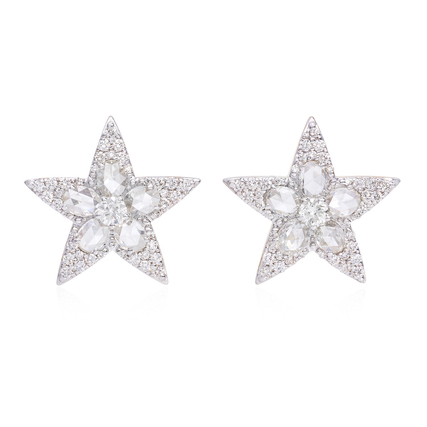 Rose Cut Diamond Star Studs image 0
