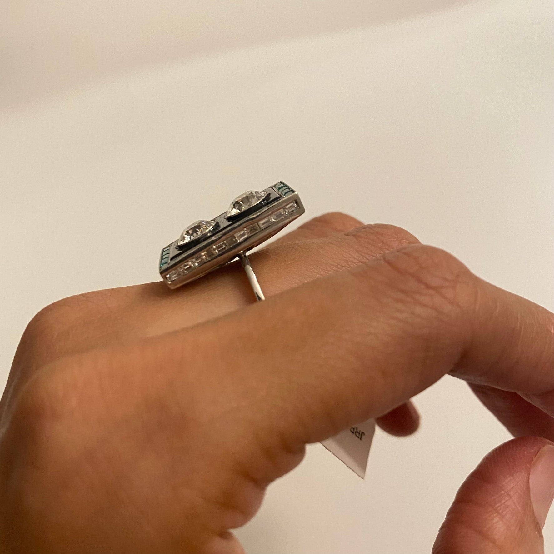 Two Stone Art Deco Emerald Ring image 3
