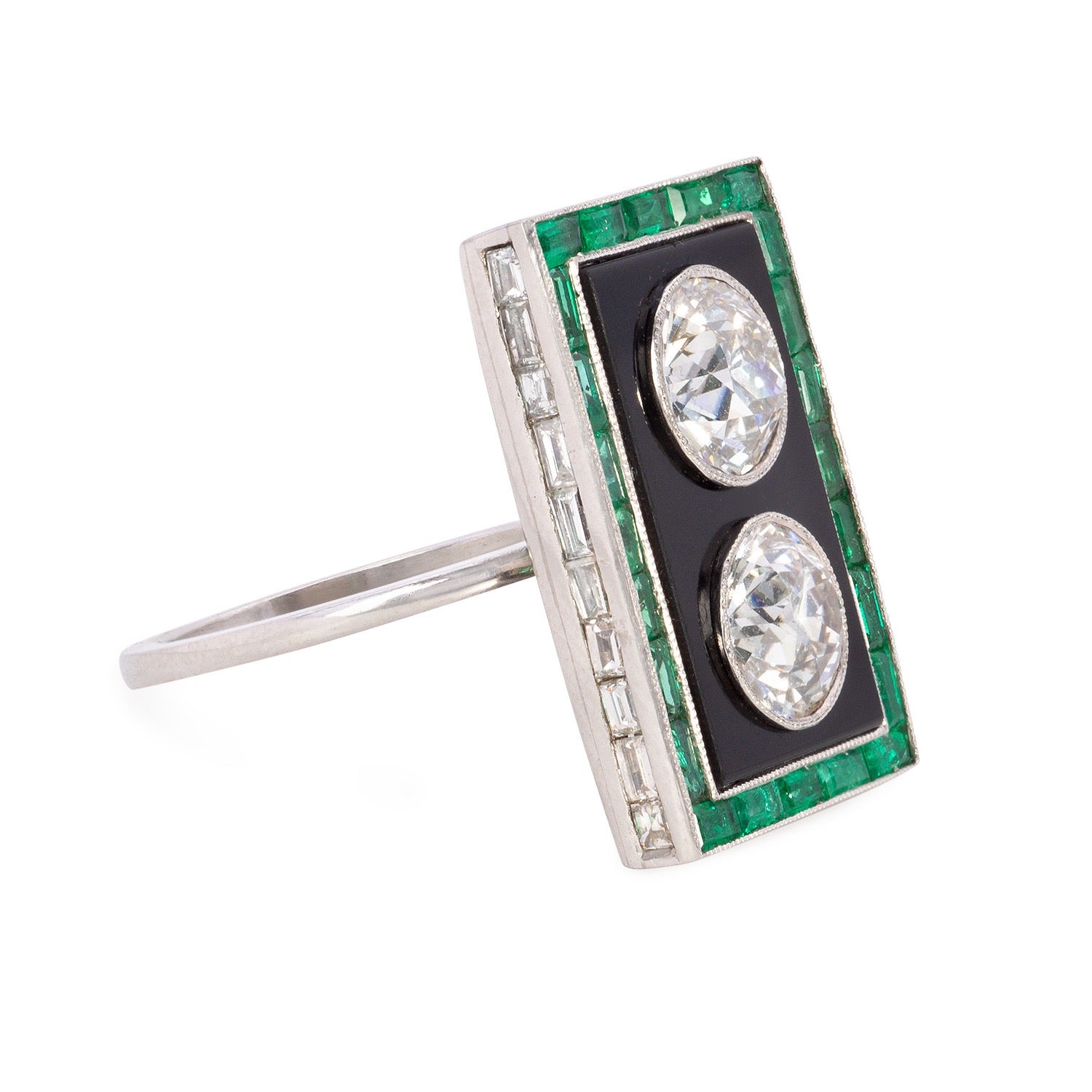 Two Stone Art Deco Emerald Ring image 1