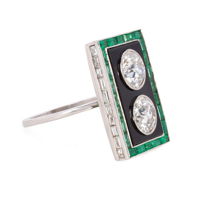 Two Stone Art Deco Emerald Ring image 1