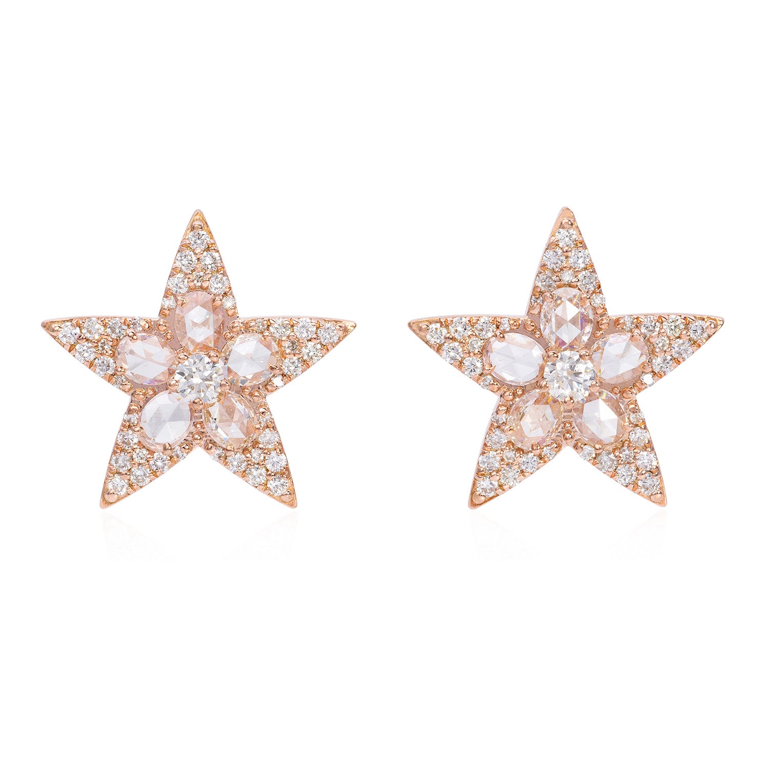 Rose Cut Diamond Star Studs image 0
