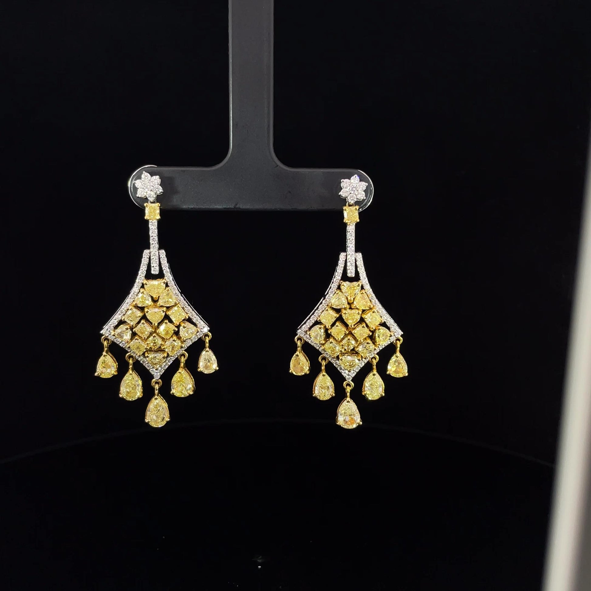 Avize Earrings - 6.81 Carat Yellow Diamond 18K White Gold