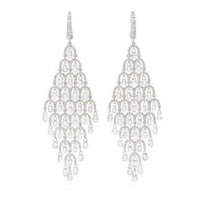 12.67 Carat Diamond Briolette Drop Earring 18K Gold