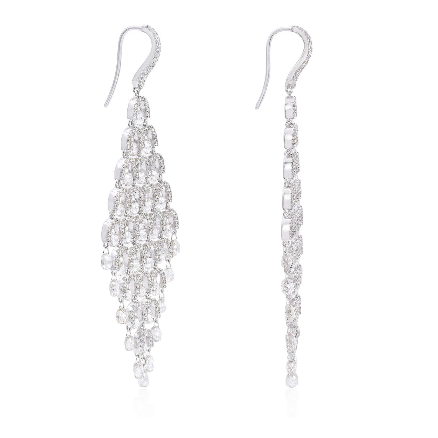 12.67 Carat Diamond Briolette Drop Earring 18K Gold