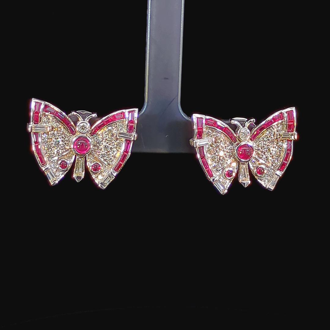 1.65 Carat Diamond Art Deco Butterfly Studs