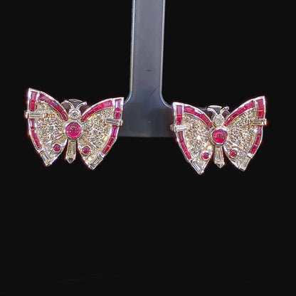 1.65 Carat Diamond Art Deco Butterfly Studs