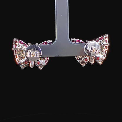 1.65 Carat Diamond Art Deco Butterfly Studs