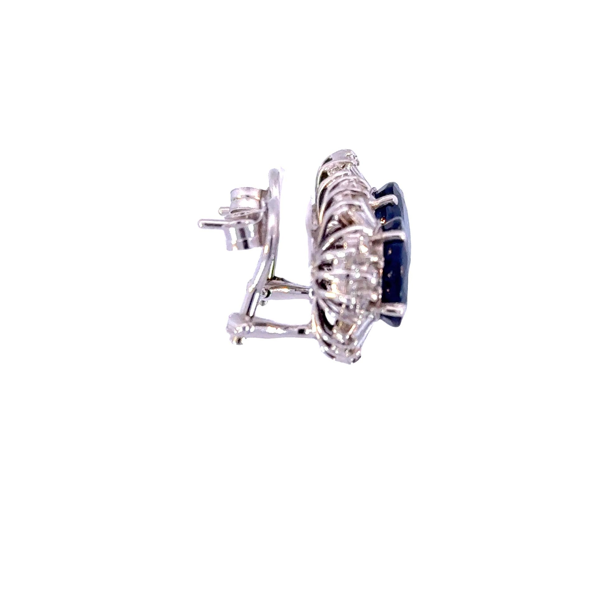 3.00 Carat Blue Sapphire and 1.00 Carat Diamond Studs 18K White Gold