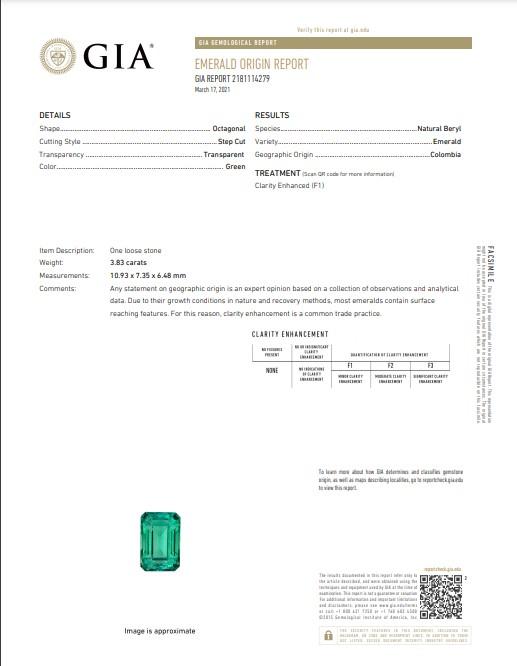 3.84 Carat Natural Columbian Minor Emerald and Diamond Ring