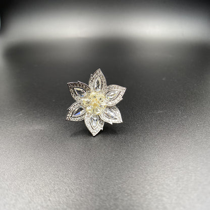 1.92 Carat Diamond & 1.34 Carat Briolette Diamond 18K Ring - The Daisy, Size 6