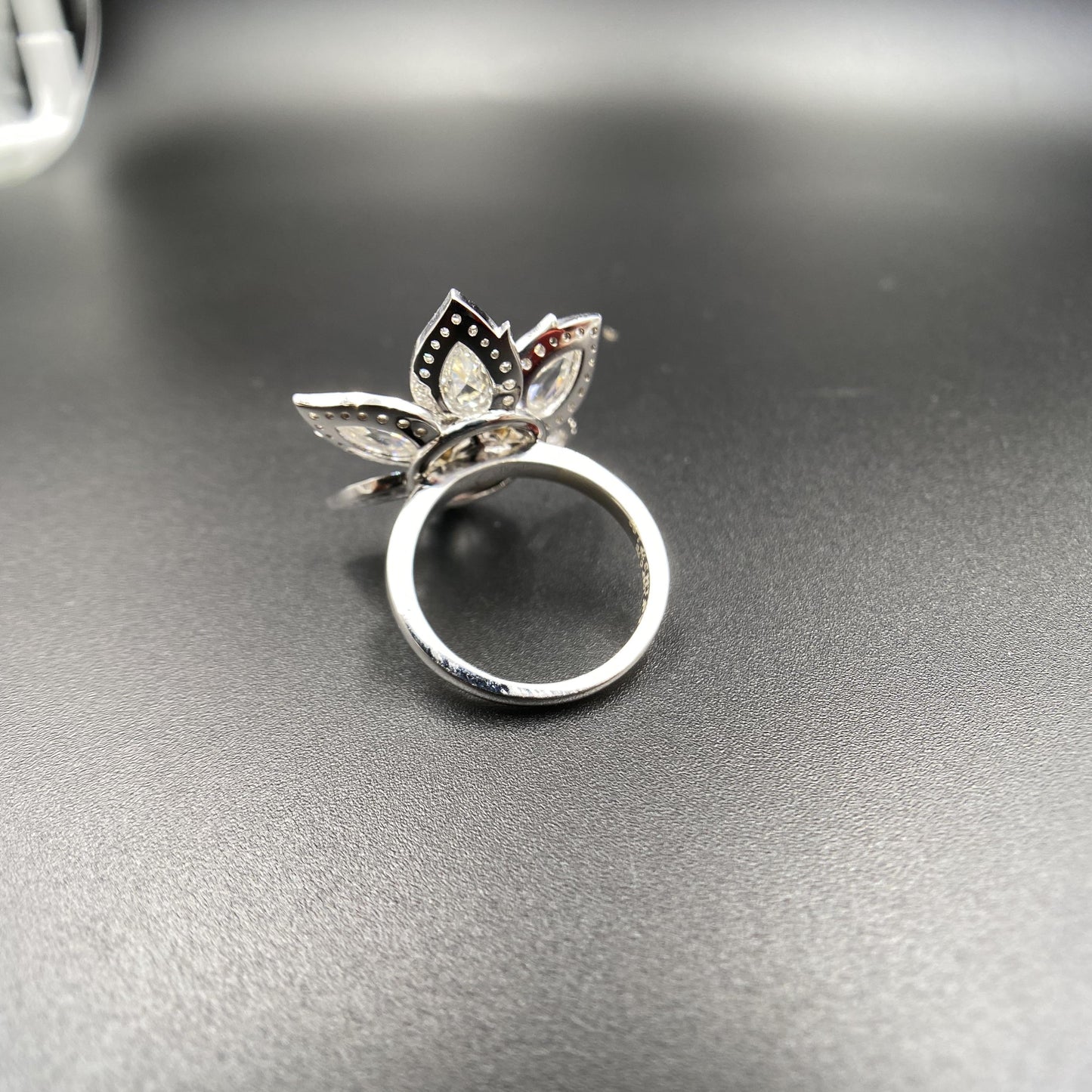 1.92 Carat Diamond & 1.34 Carat Briolette Diamond 18K Ring - The Daisy, Size 6