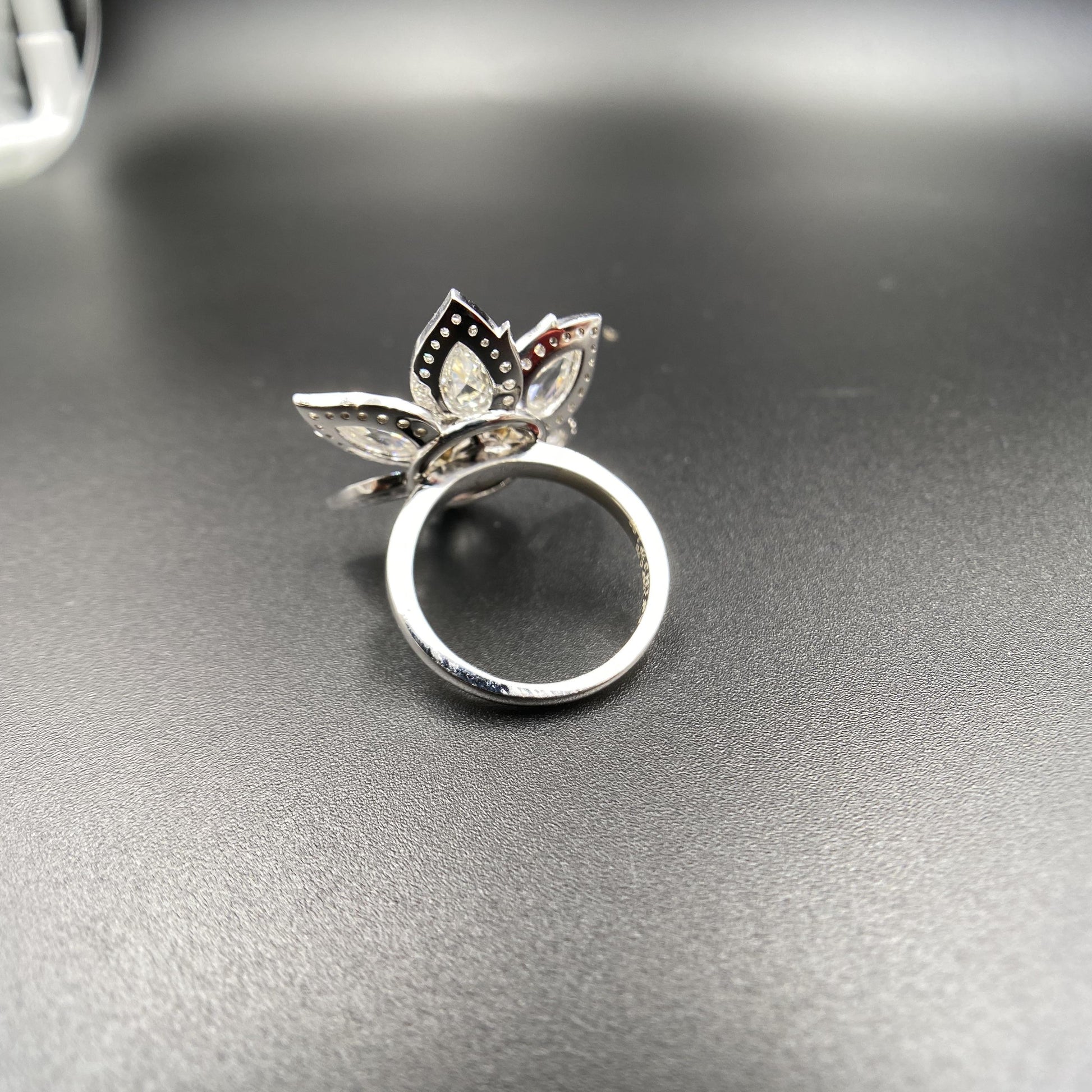 1.92 Carat Diamond & 1.34 Carat Briolette Diamond 18K Ring - The Daisy, Size 6