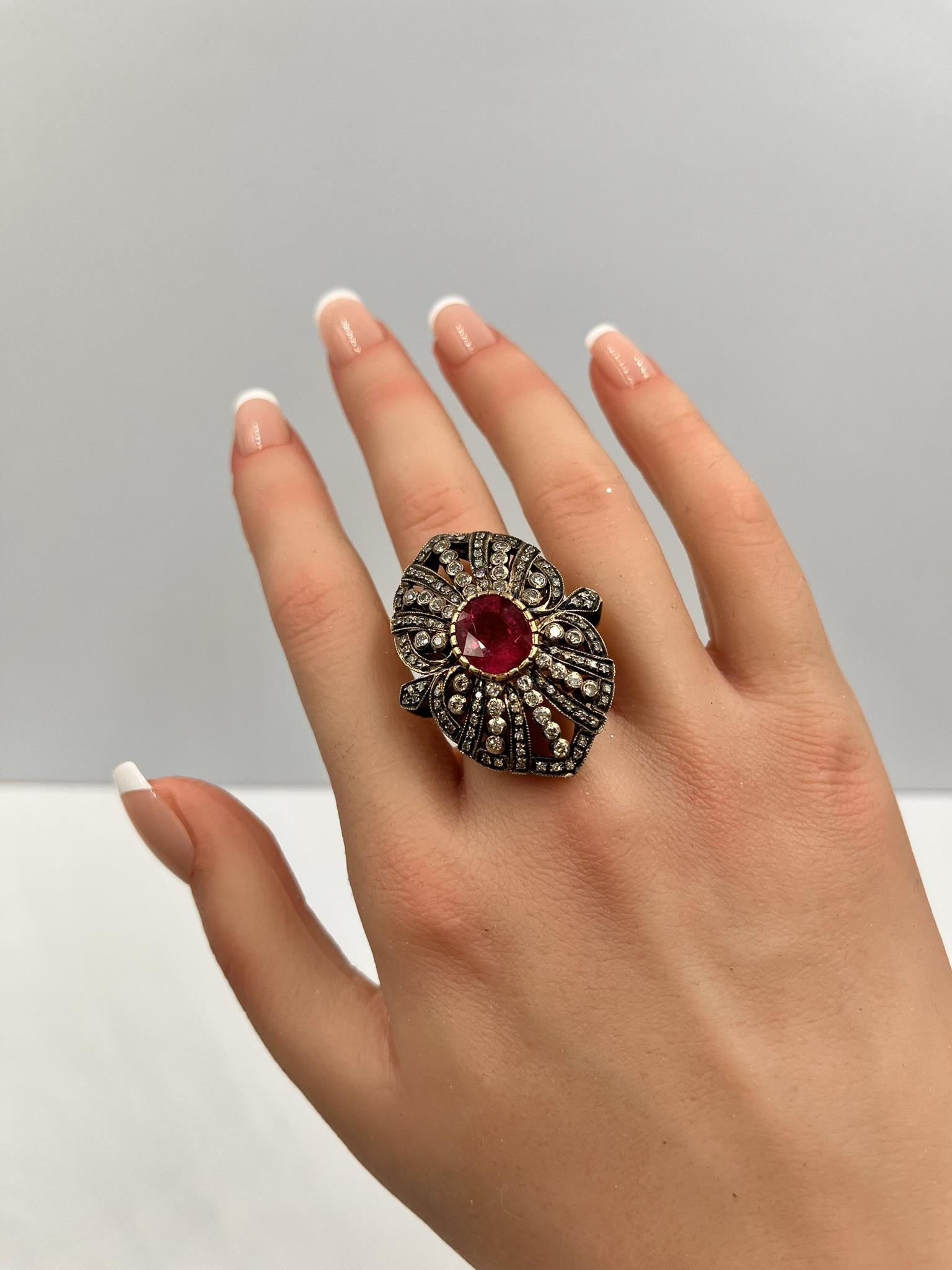 5.6 Carat Ruby and 1.90 Diamond Ring