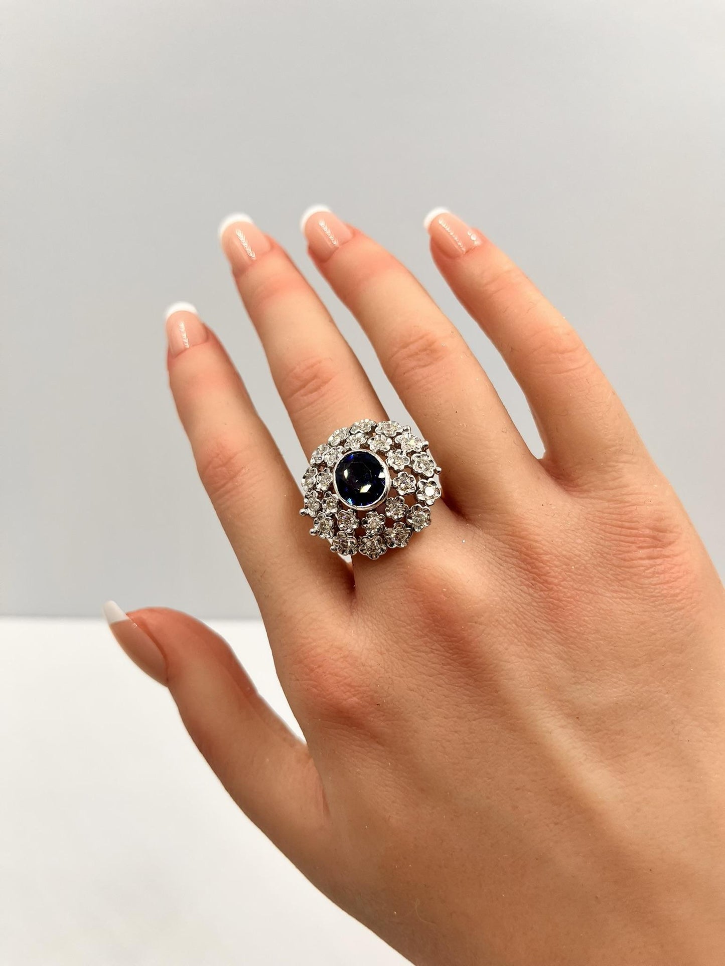 Blue Sapphire and Diamond Ring