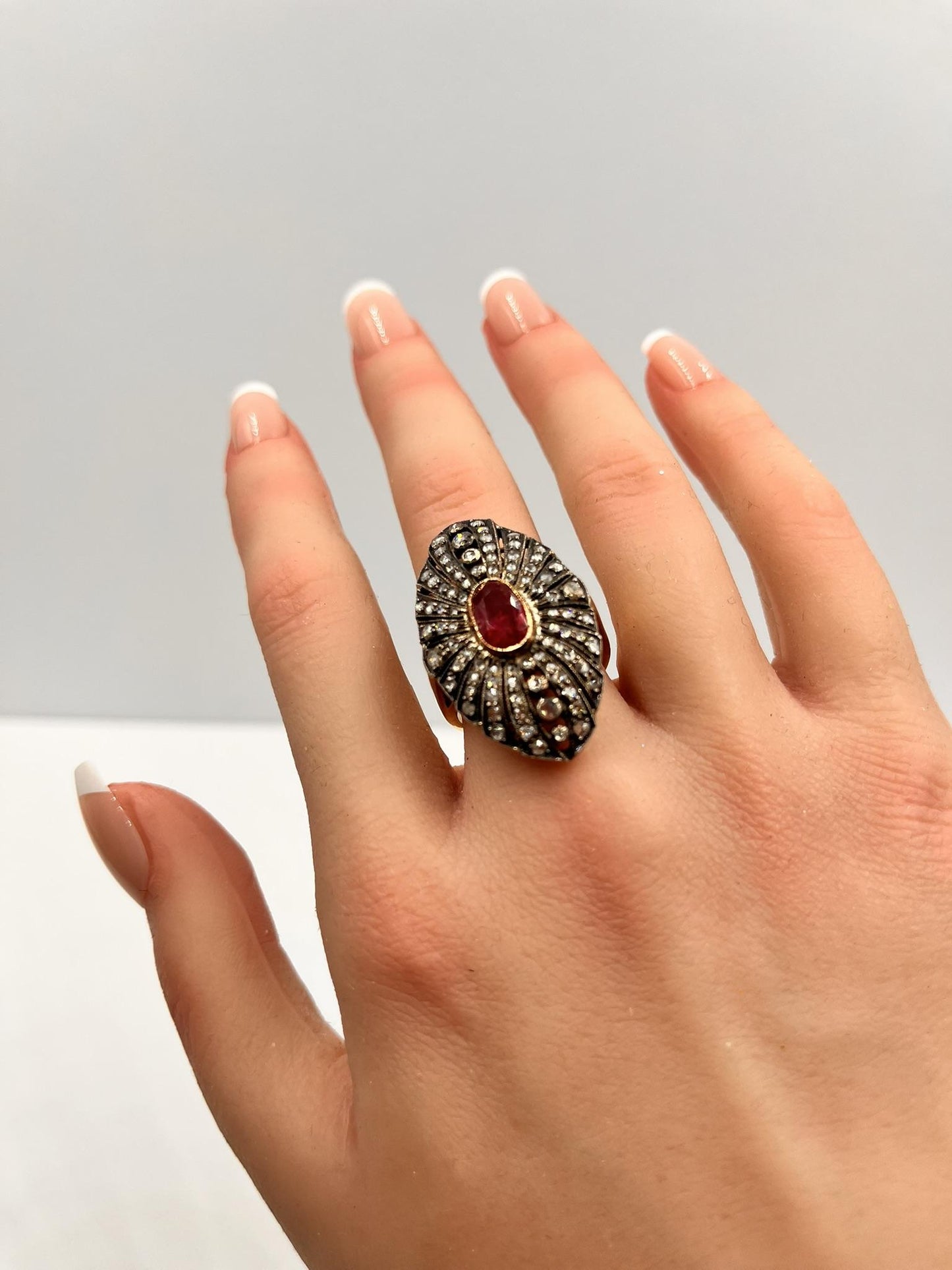 1.30 Carat Ruby and 2.10  Diamond Ring