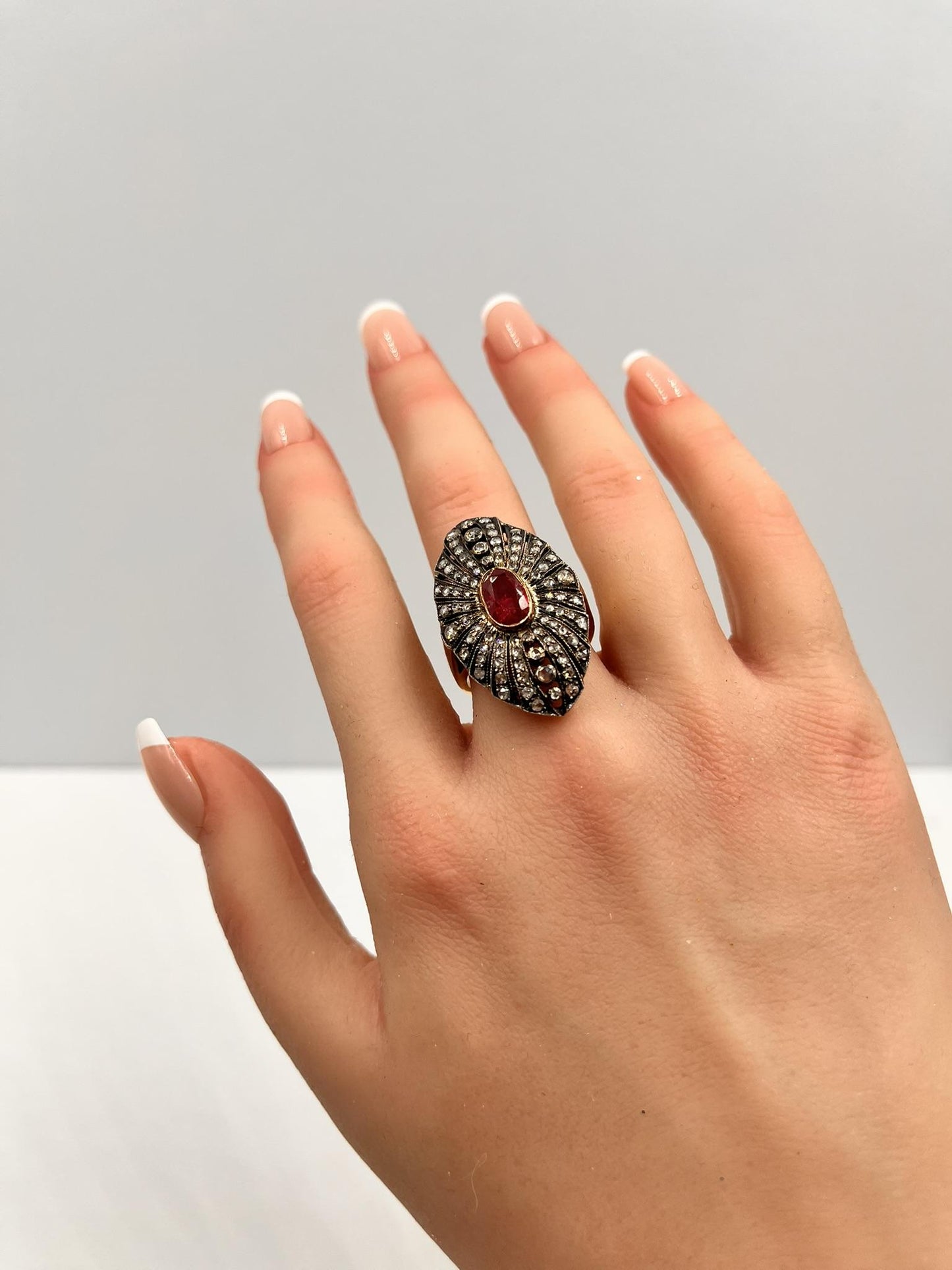 1.30 Carat Ruby and 2.10  Diamond Ring