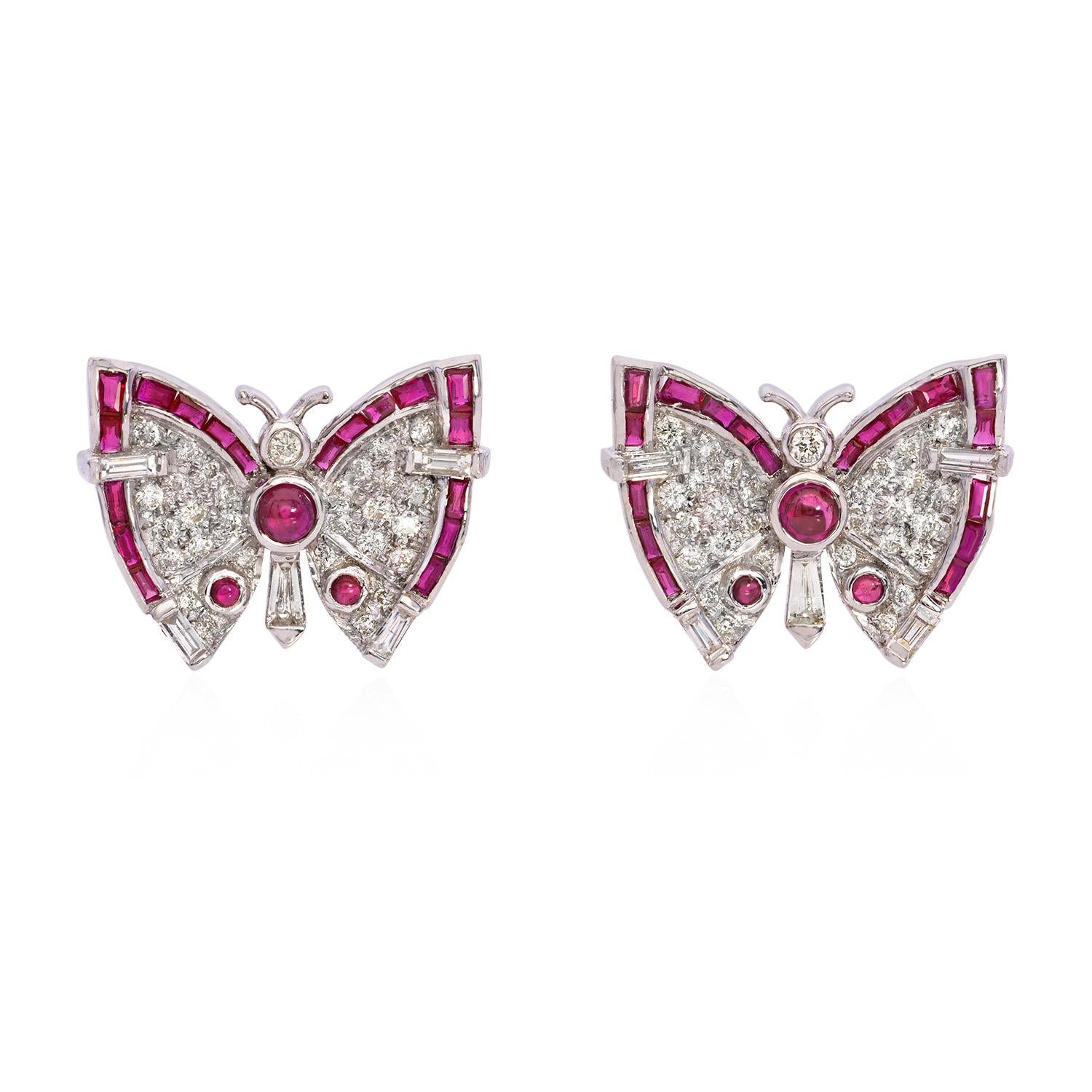 1.65 Carat Diamond Art Deco Butterfly Studs