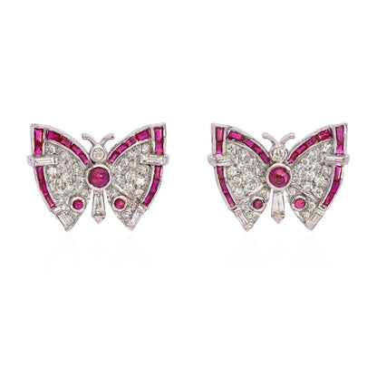 1.65 Carat Diamond Art Deco Butterfly Studs