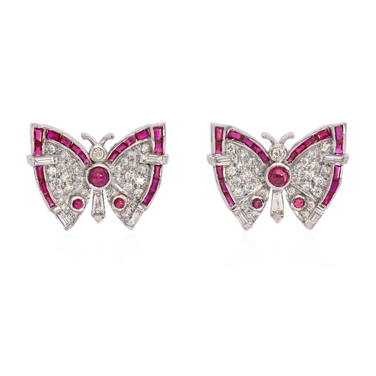 1.65 Carat Diamond Art Deco Butterfly Studs