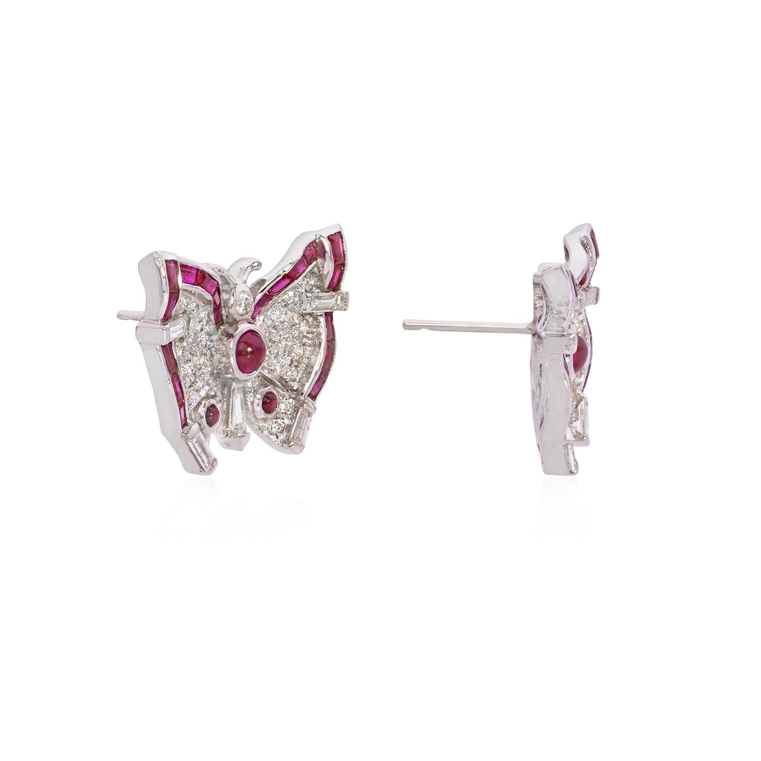 1.65 Carat Diamond Art Deco Butterfly Studs