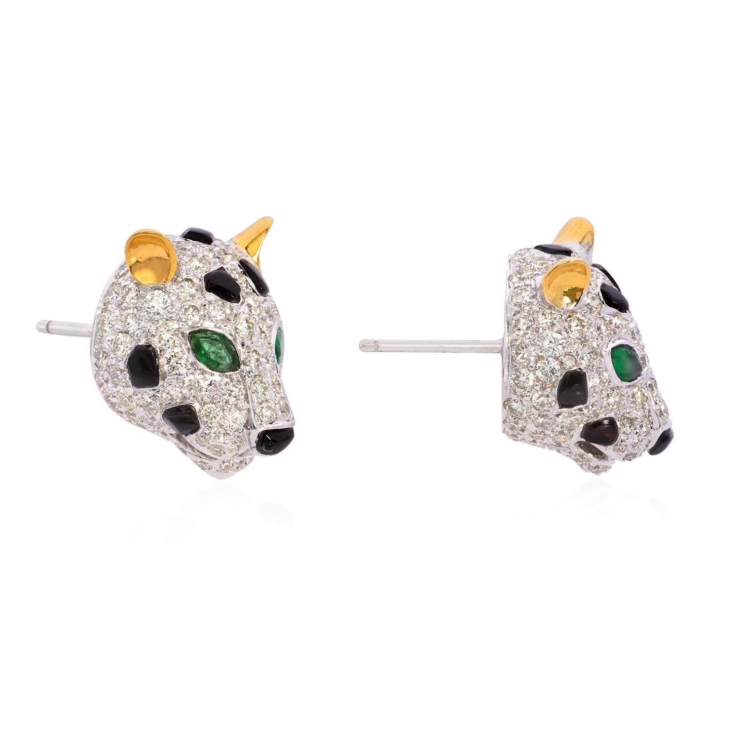 3.01 Carat Diamond Panther Studs