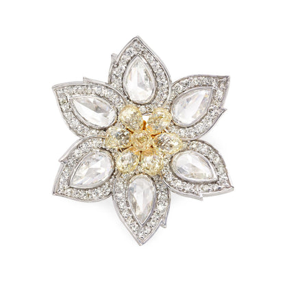 1.92 Carat Diamond & 1.34 Carat Briolette Diamond 18K Ring - The Daisy, Size 6