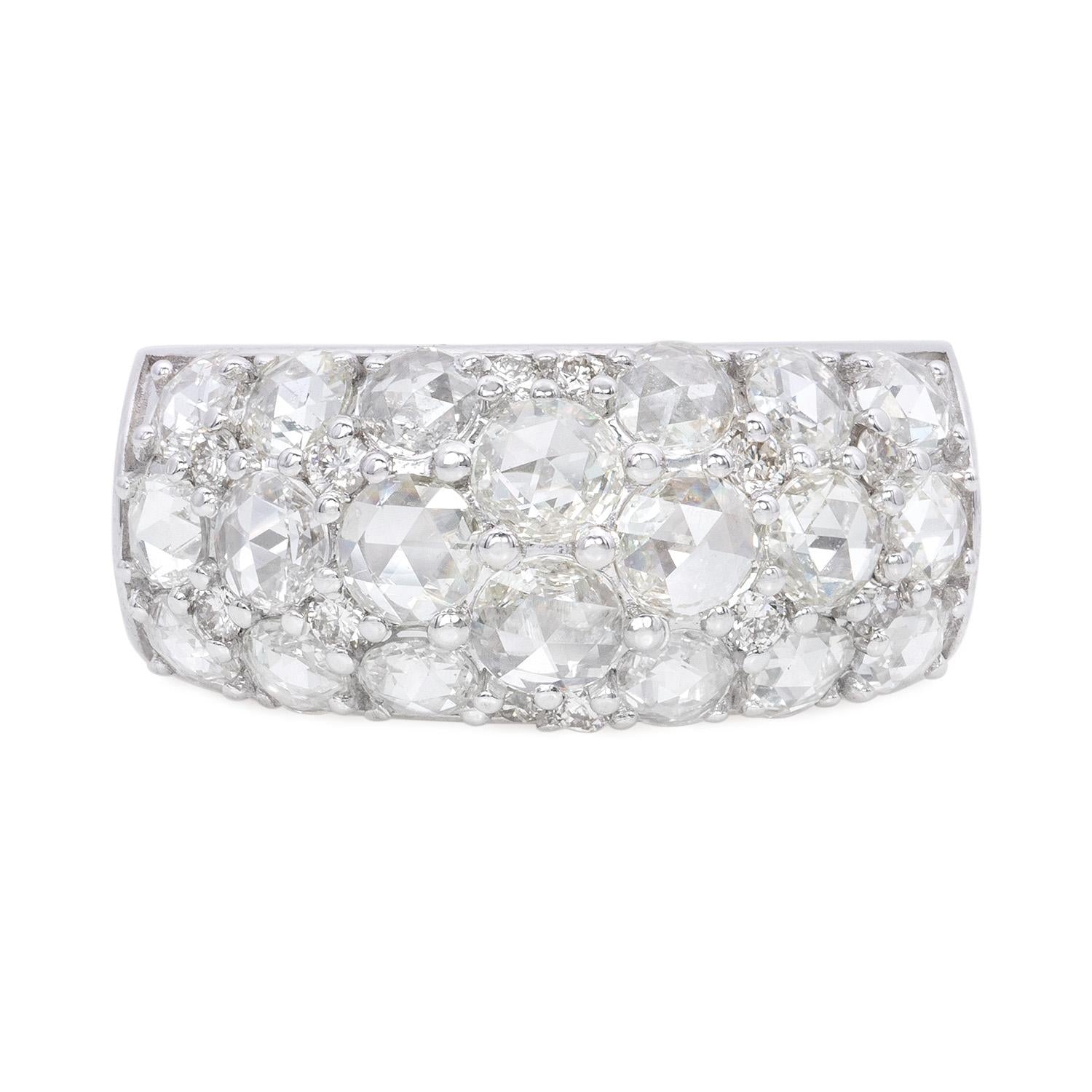2 Carat Rose Cut Cluster Ring 18K Gold