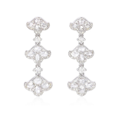 1.6 Carat Rose Cut Tulip 18K Gold Drops Earring