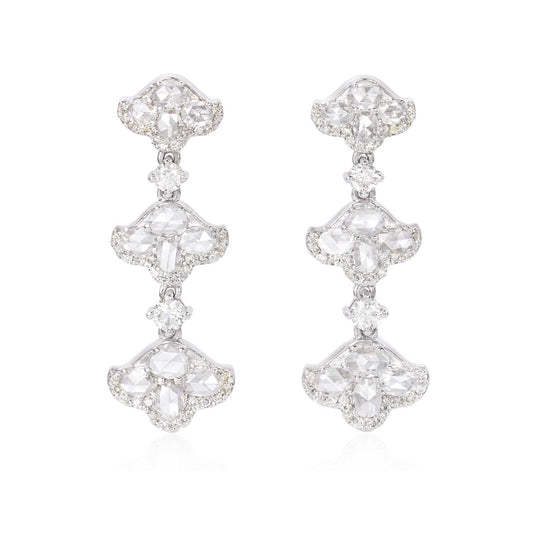 1.6 Carat Rose Cut Tulip 18K Gold Drops Earring