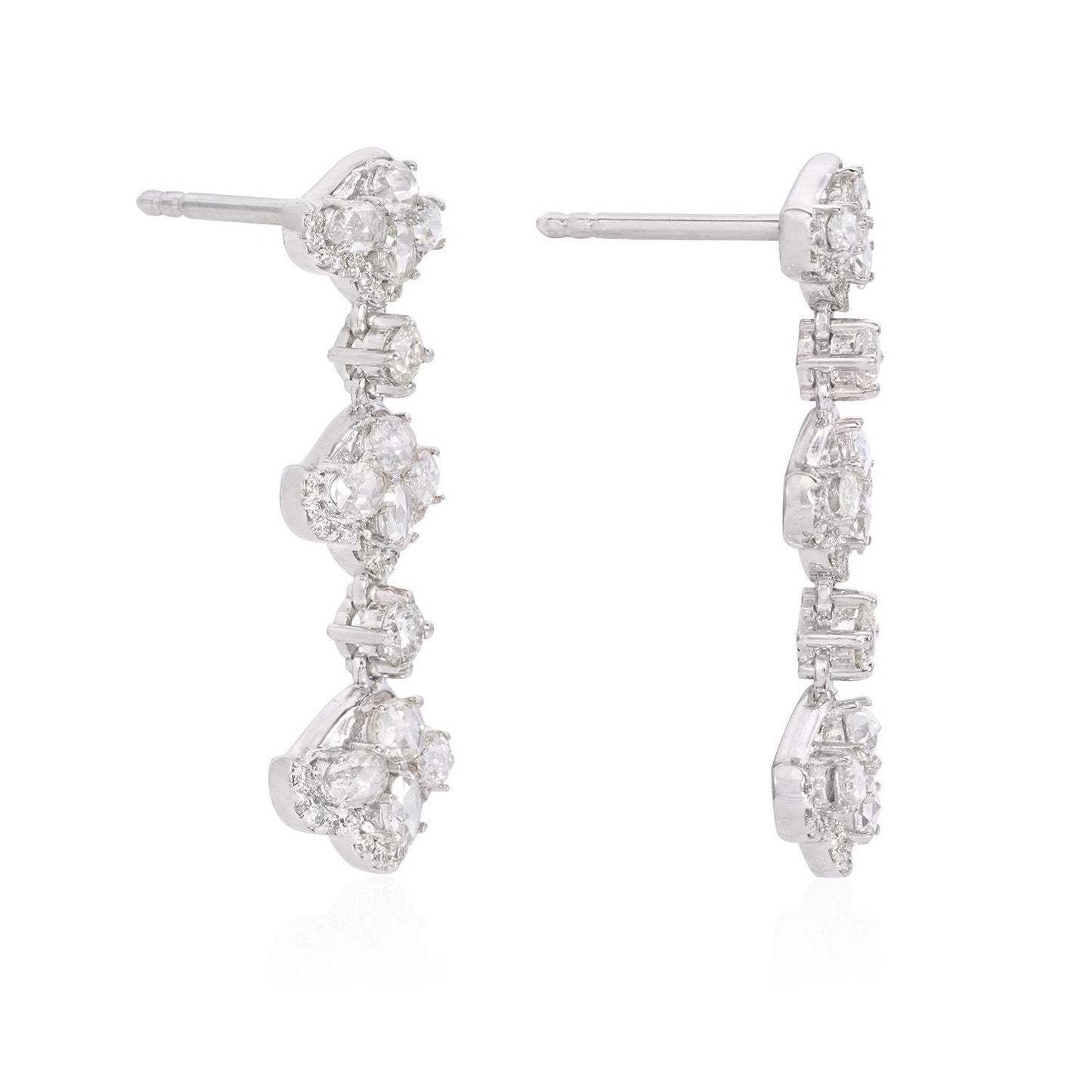 1.6 Carat Rose Cut Tulip 18K Gold Drops Earring